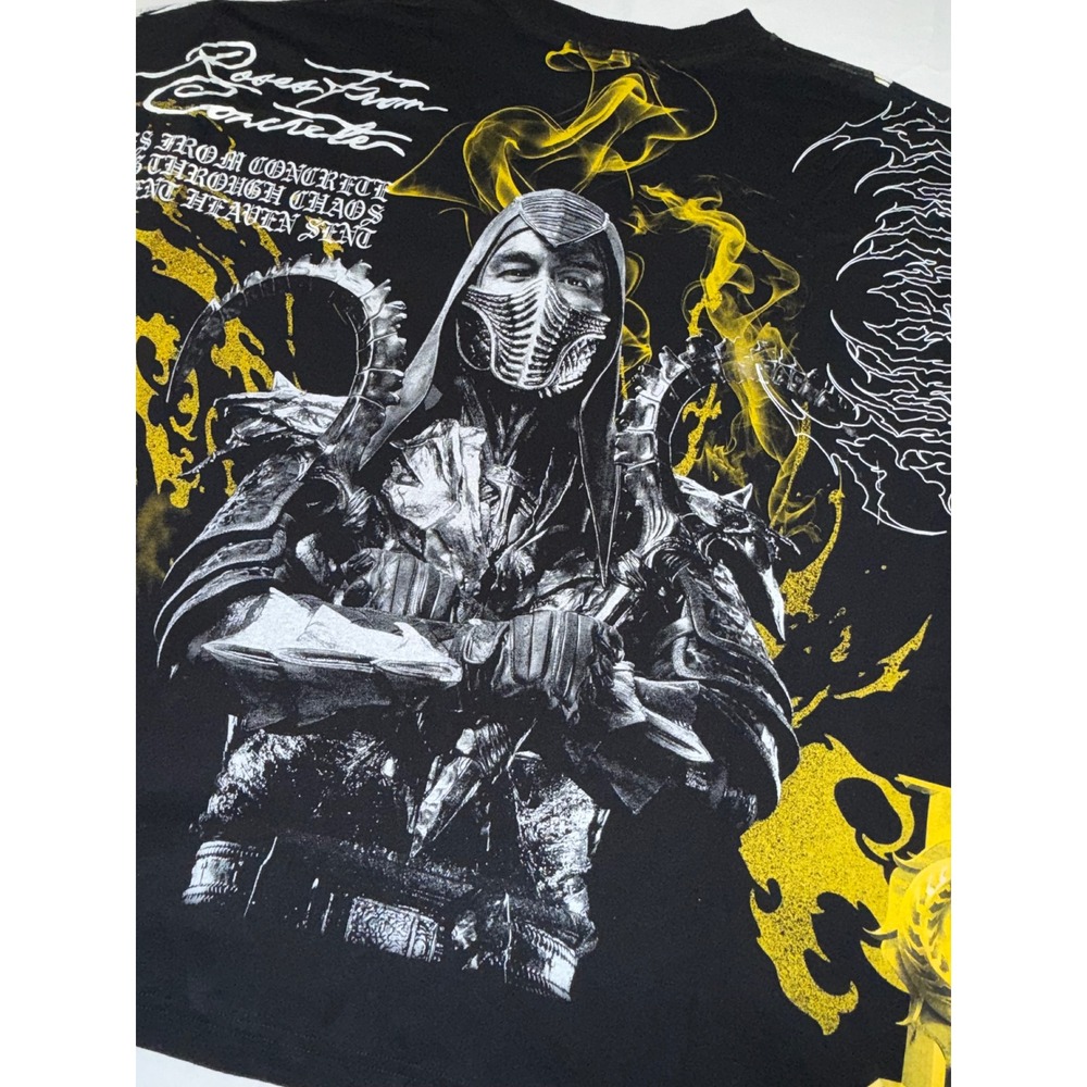 Civil Regime Mortal Kombat II Scorpion T-Shirt Mens XL NWT Black Yellow Graphic